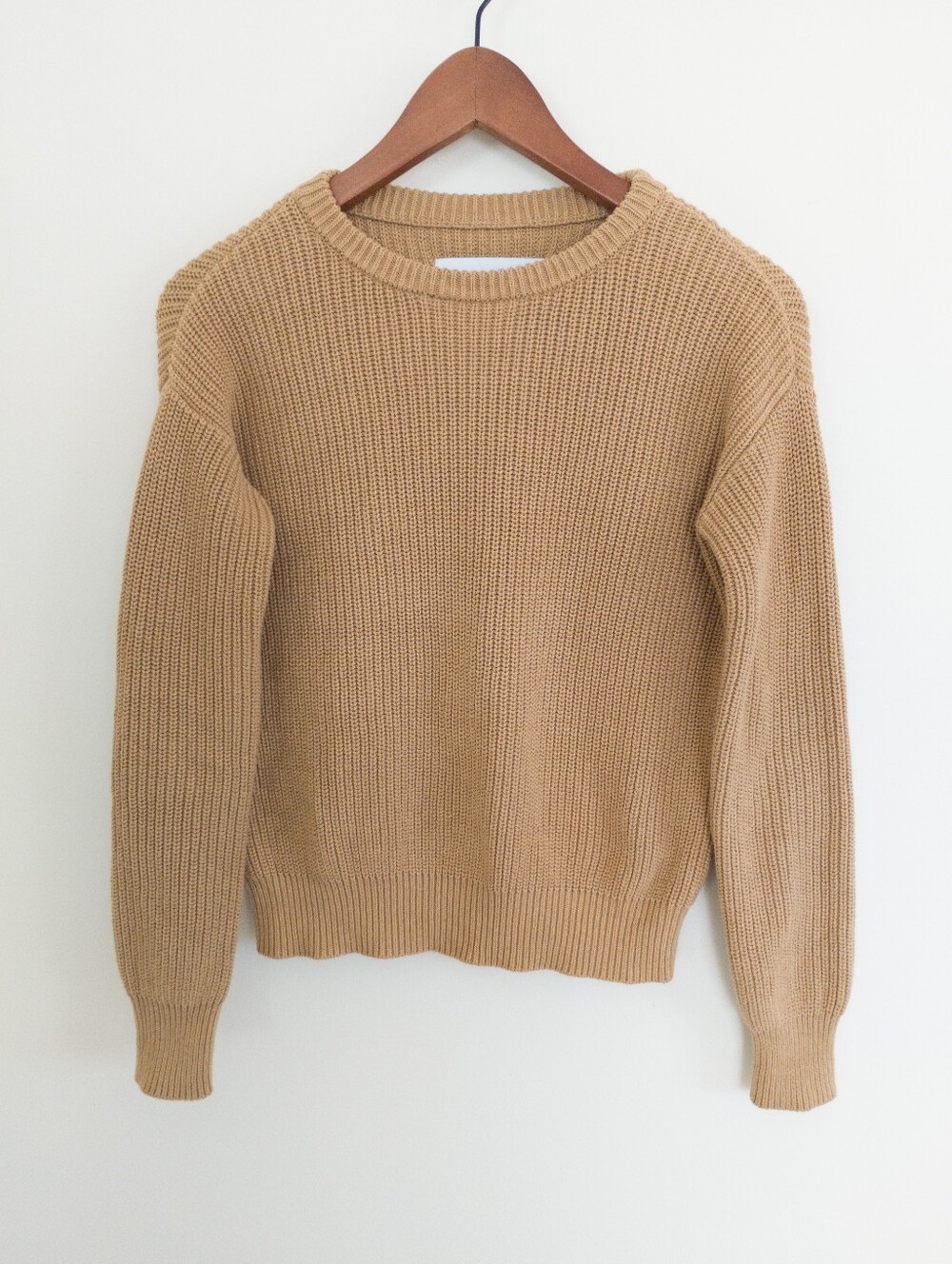 Province of Canada Camel Beige Ribbed 100% Cotton Crewneck Sweater Size XS